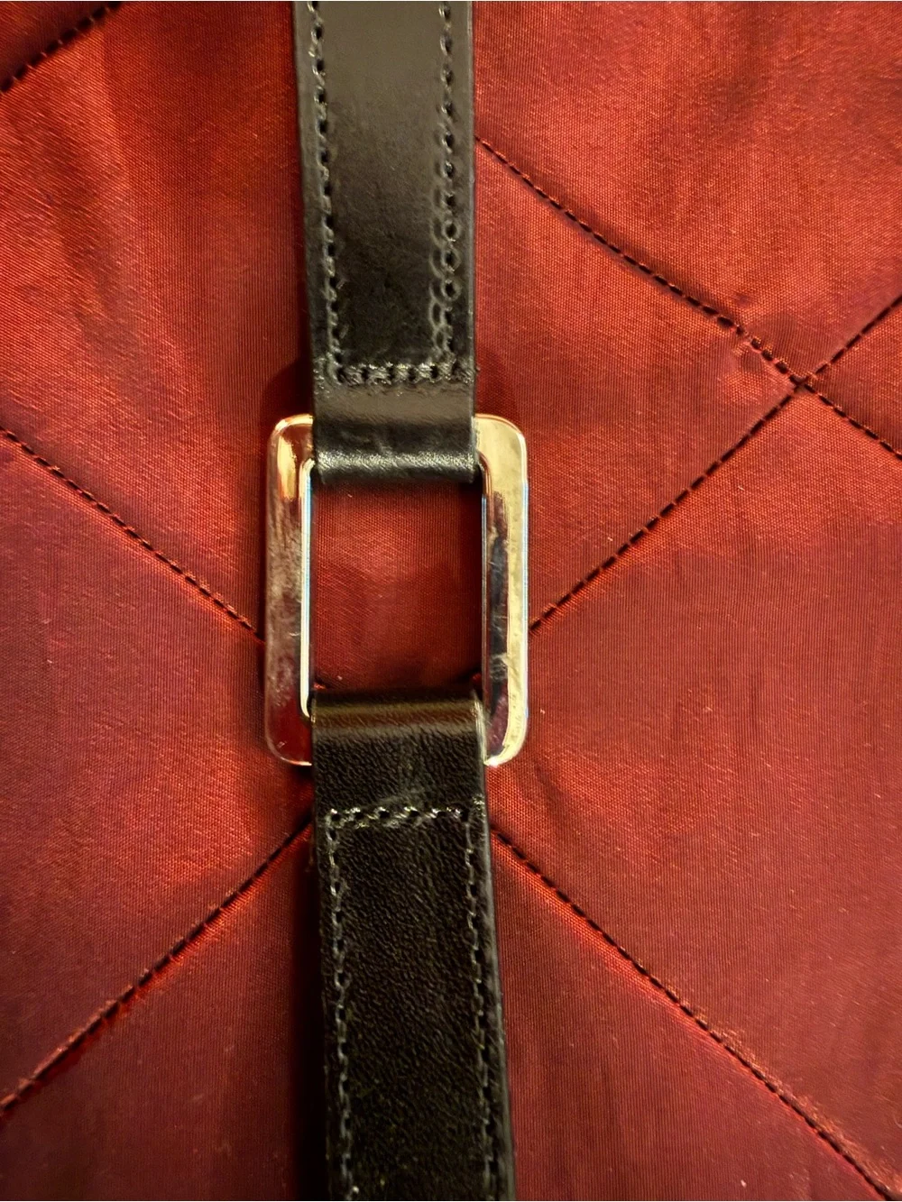 EUC Eddie Bauer Skinny Black 100% Leather Belt with Silver Hardware - Size L